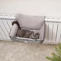 Happi N Pets Fűtőtestre Akasztható Macska Ágy - Szürke Pihenőhely 8kg-ig, Állítható Kampóval, Mosható Pamut-Poliészter Függőágy Középméretű  9