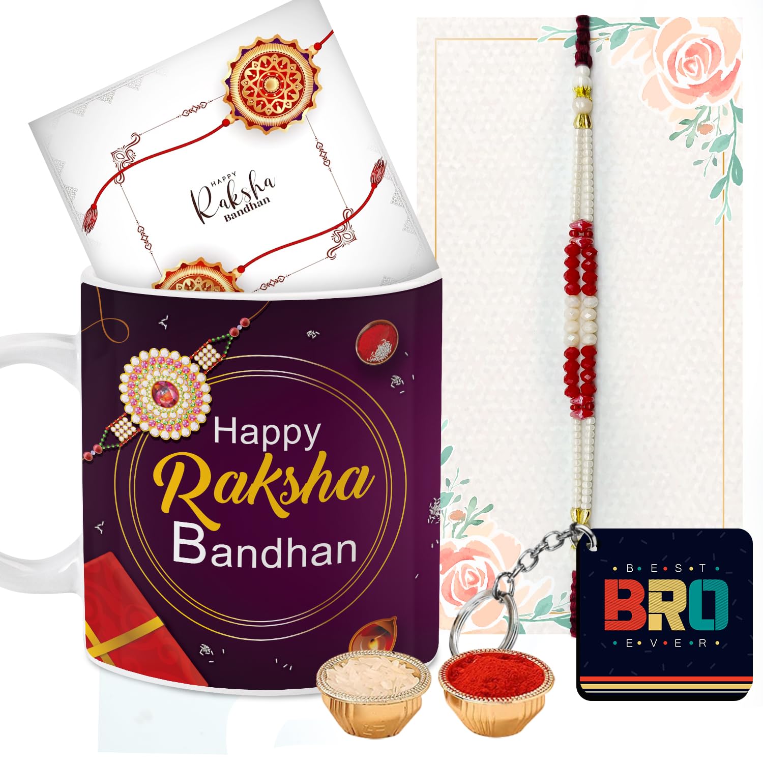 ALDIVO Rakhi for Brother with Printed Ceramic Mug & Rakhi Gift Combo | 325 ml | Pack of 5 (Greeting Card, Roli Chawal, Designer Rakhi, Printed Mug, Keyring) Rakshabandhan Gift for Brother (B0CFVMHRZB) Amazon Price History, Amazon Price Tracker