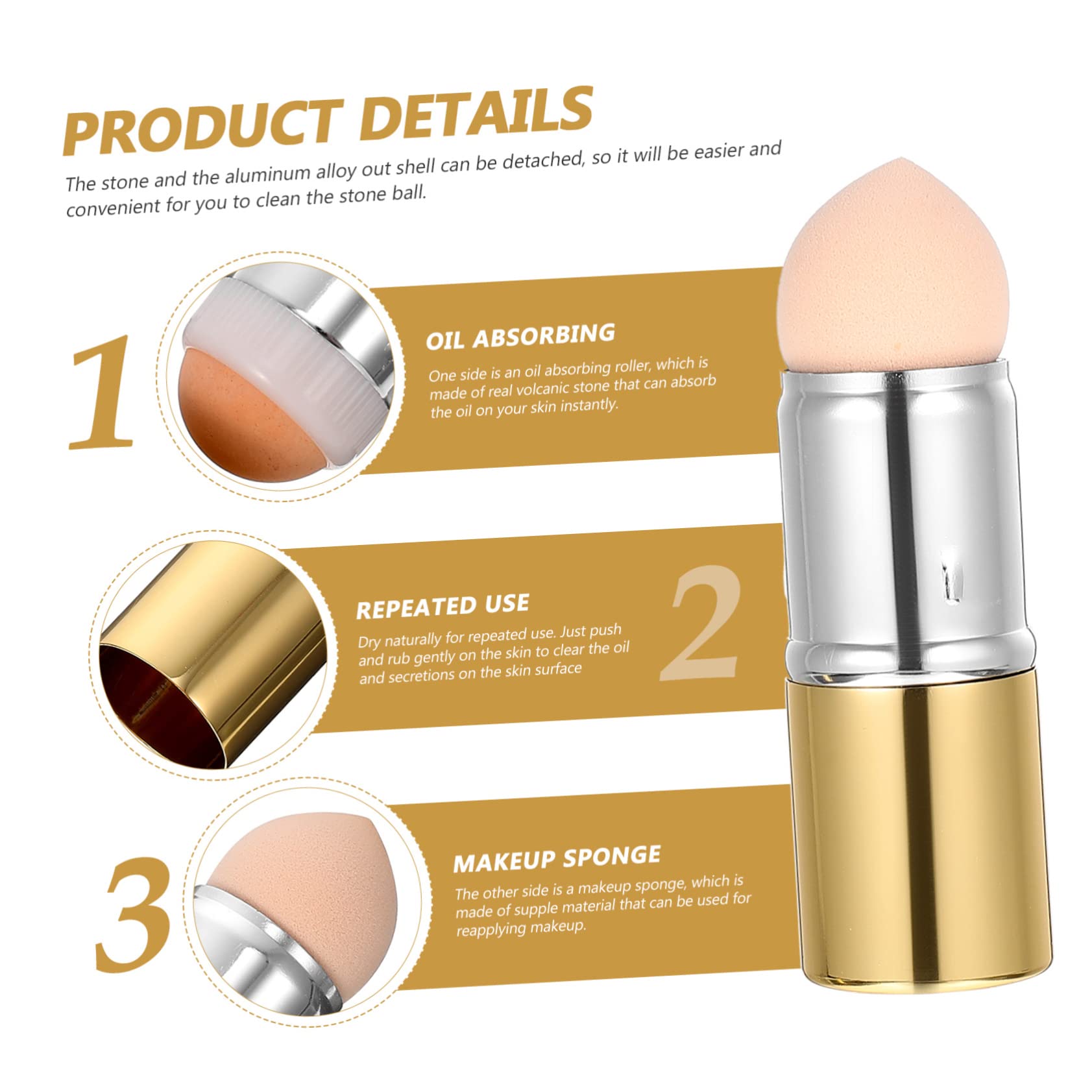 FRCOLOR Massaging Rolling Volcanic Stone Oil Absorber for Face Clean Complexion