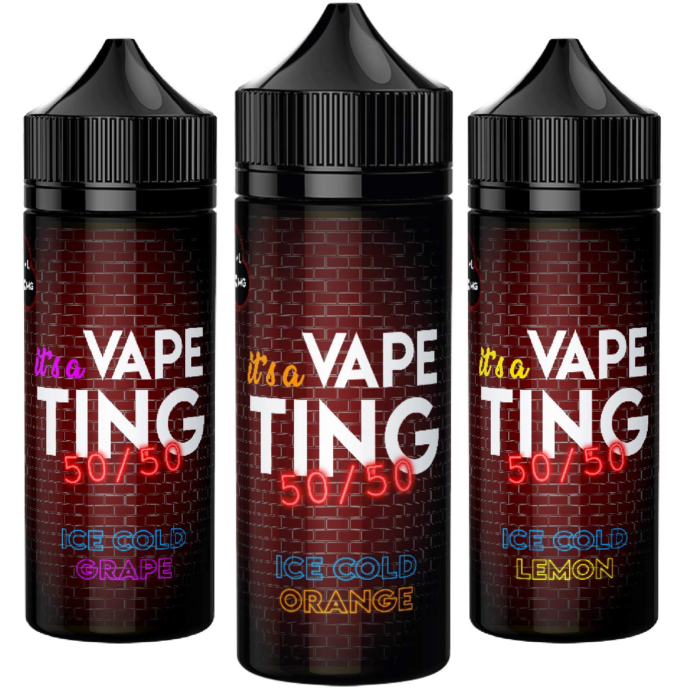 Vape Liquid, Premium 3 x 100ml Sub Ohm Vape Juice, 50vg/50pg Ecig Juice, No Nicotine Vape Liquid, 120ml Chubby Gorilla Short Fill (Ice Cold Orange, Ice Cold Grape, Ice Cold Lemon)