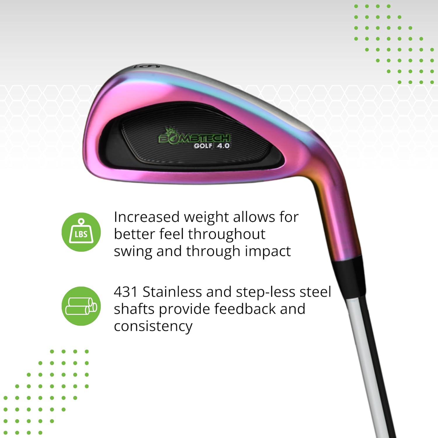 BombTech Golf - Premium Golf 4.0 Iron Set - Right-Handed Irons Include 4, 5, 6, 7, 8, 9, PW - Easy to Hit Golf Irons