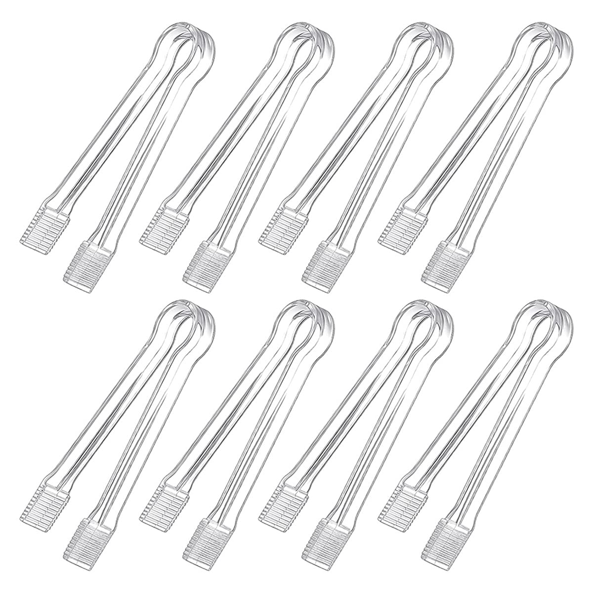 CTRLZS 8 Pcs Plastic Buffet Serving Tongs Mini Serving Utensil Tongs Appetizers Tongs Clear Kitchen Tongs 6.3 inch Small Ice