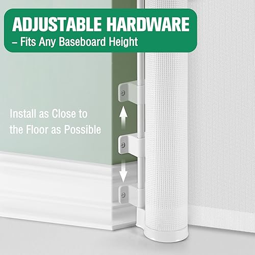 Miniatura 6 de Puertas retráctiles para bebés de 55 pulgadas de ancho, puerta retráctil para perros, puerta de malla para interiores, puerta retráctil para