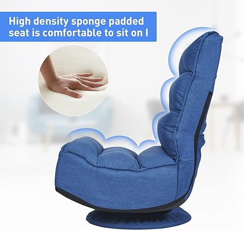 Miniatura 5 de ERGOMASTER Silla plegable reclinable para juegos para el hogar, la oficina y el descanso, lectura con giro de 360 grados, 5 posiciones ajustables,