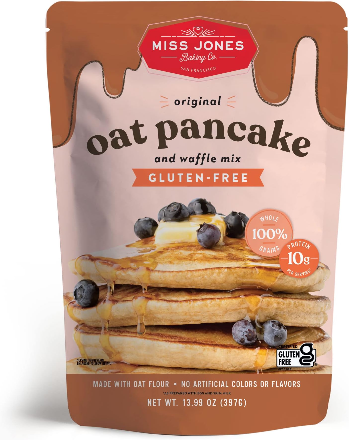 Original Oat Pancake and Waffle Mix - Made with Oat Flour, Gluten Free, 10g of Protein, 100% Whole Grains (Pack of 1)