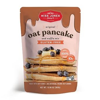 Miss Jones Baking Original Oat Pancake and Waffle Mix - مصنوع من دقيق الشوفان ، خالٍ من الغلوتين ، 10 جم من البروتين ، 100٪ من الحبوب الكاملة