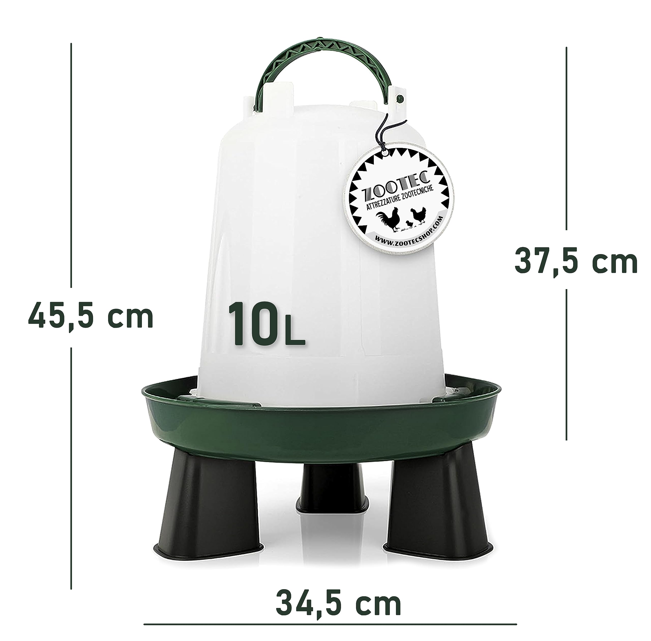 Mangiatoia per Galline Antispreco 9 Kg e Abbeveratoio per Galline 10L in Plastica Semi-Trasparente Resistente, Apendibili con Piedini Rimovibili