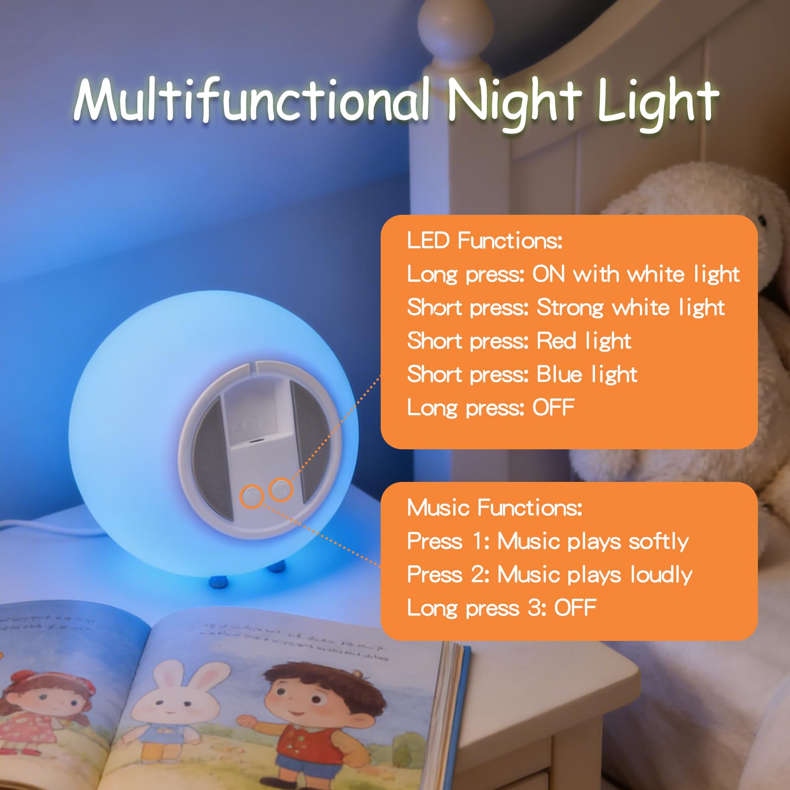 Little Rawr Luz nocturna para niños, luz nocturna de bebé, 5 colores cambiantes y atenuación continua, lámpara de noche táctil de silicona suave, recargable para lactancia materna (huevo blanco)