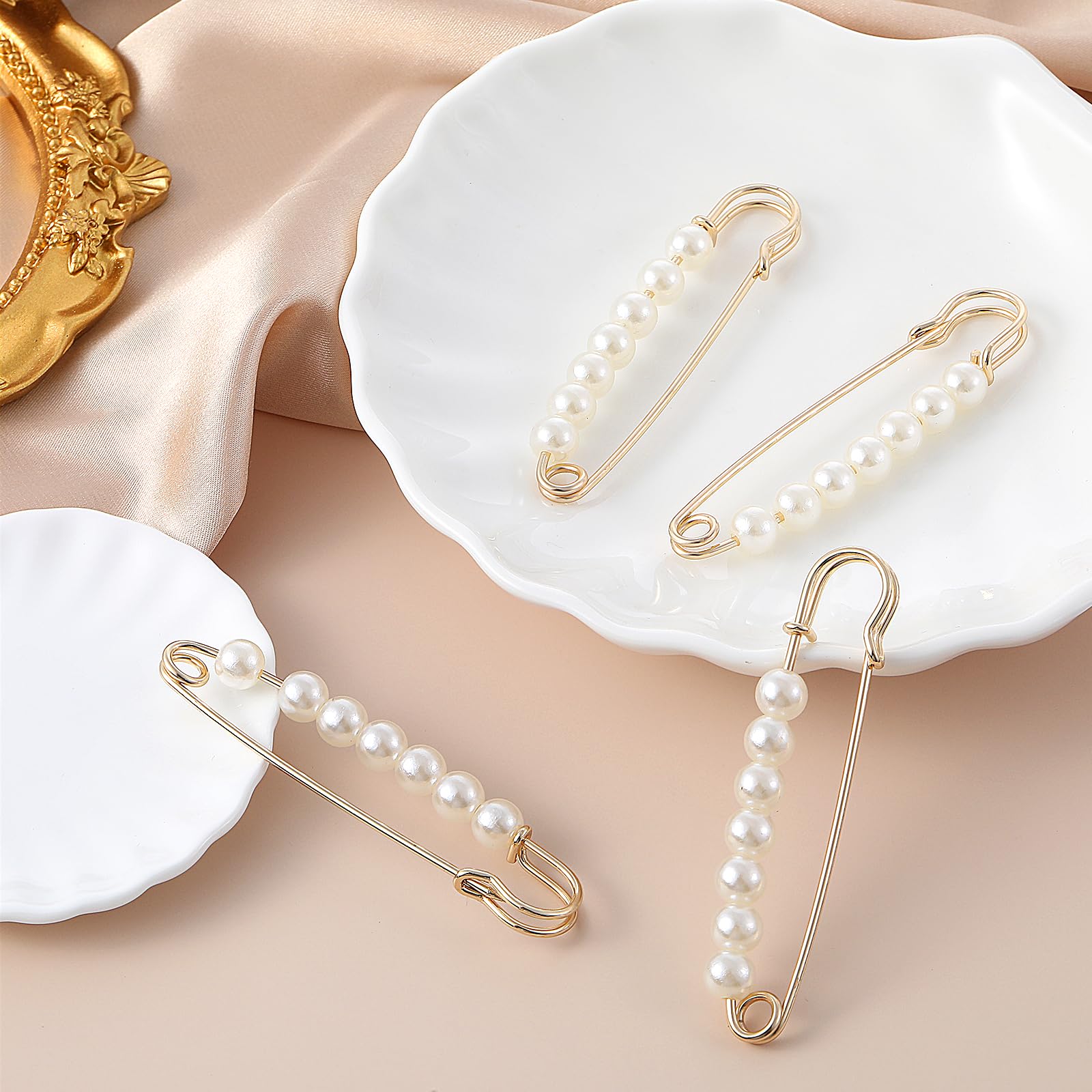 Ymapinc Pearl Brooch Pins for Women - Decorative Small Safety Pins for Clothes Hijab Pin Fashion Sweater Shirt Skirts Dresses Pants Sleeves Hats Collars Scarves Bags Meeting Wedding