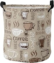 Laundry Basket Coffee Theme Coffee Cup Hampers for Laundry Room/Dorm/Nursery Collapsible Clothes Hamper with Handle Waterproof Storage Baskets for Bedroom/Bathroom 13.8x17in