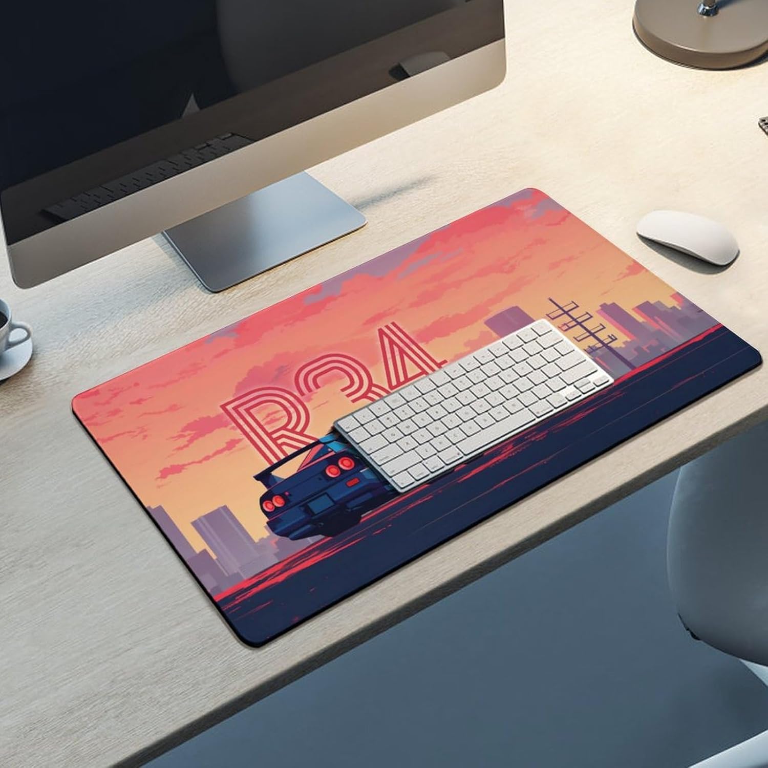 Car Gaming Mouse Pad Large Mousepad R34 JDM Sport Car Japanese Anime Big Computer Desk Mat Desk Pad for Keyboard and Mouse Mat Non-Slip Base 40X75cm