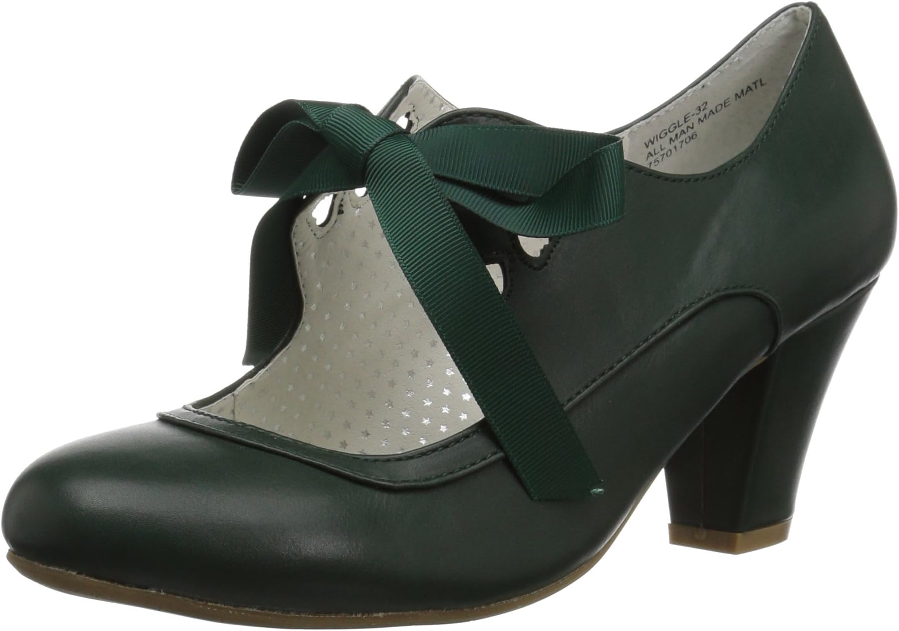 Pin Up Couture Women's WIGGLE-32 Pump, Dark Green Faux Leather, 7 M US