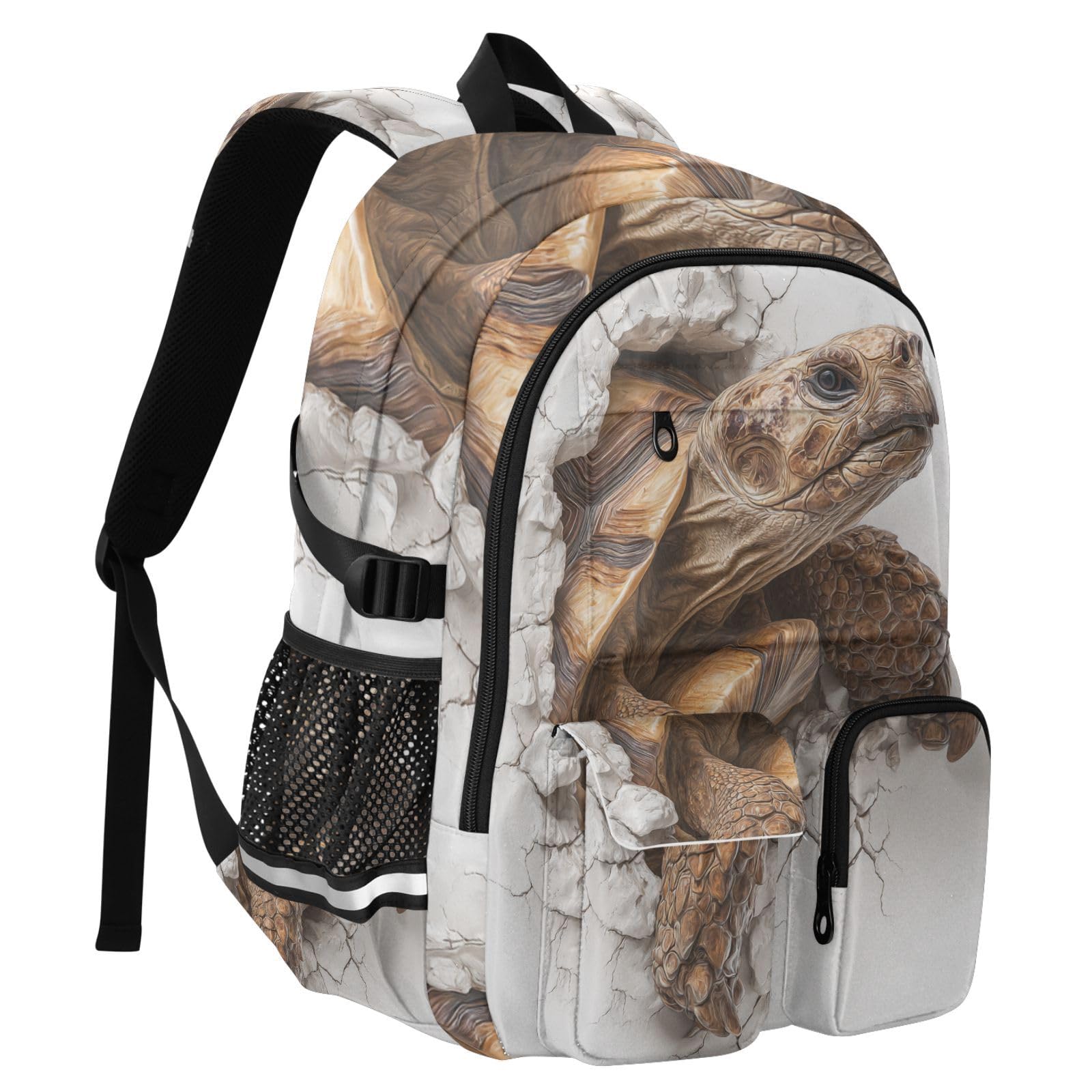 Sac à dos de voyage tortue africaine 3D pour femme et homme - 44,5 cm