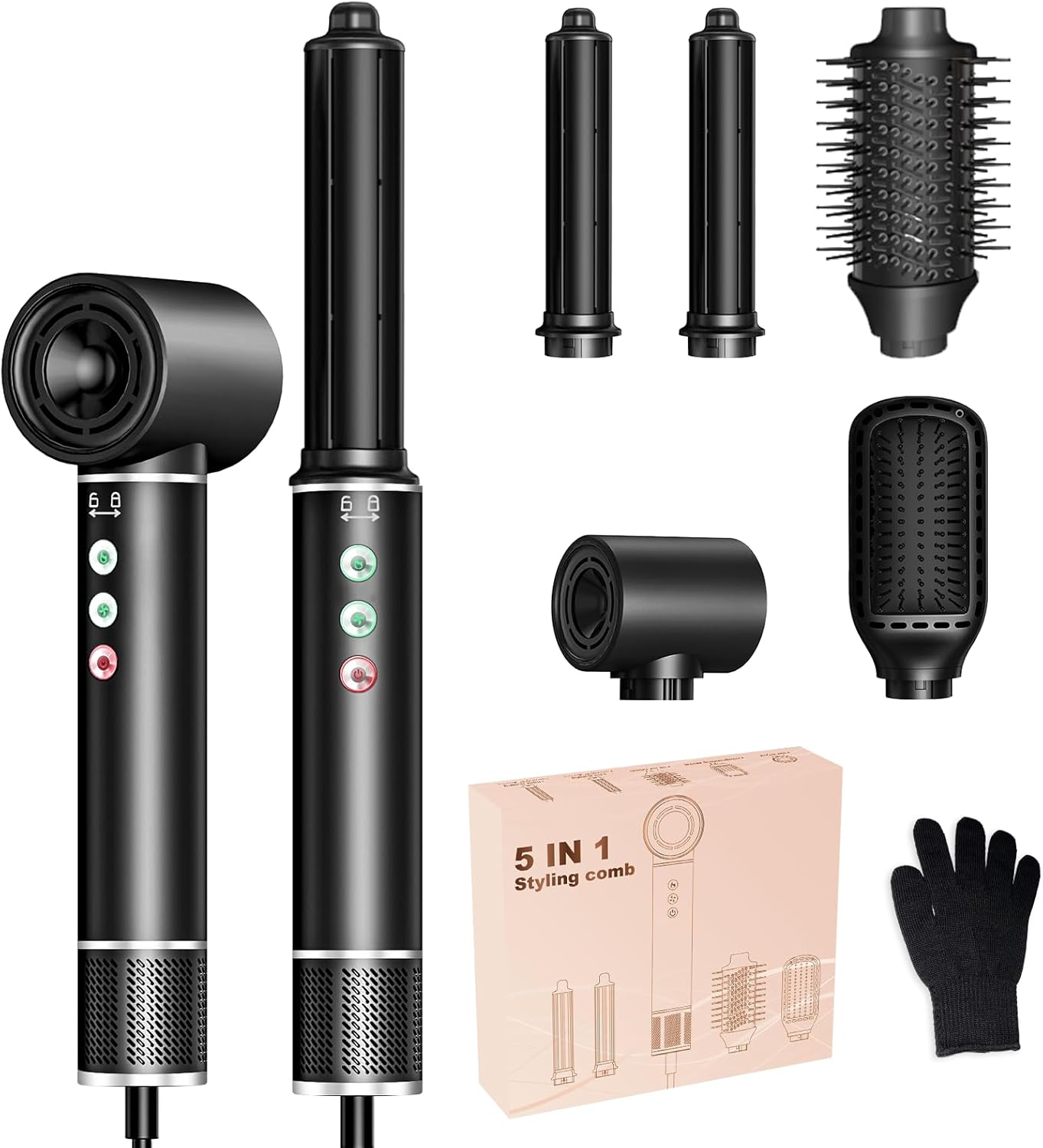 Airstyler Hair Styler 5-in-1 Hair Styler with 110,000 rpm Hair Dryer, 20 m/s Airflow, Hair Dryer Brush, 320 Million Ionic Hair Styler Set, Curling Iron, Straightening Brush, 340 g, Light, Quiet, Quick Airstyler Hair Styler 5-in-1 Hair Styler with 110,000 rpm Hair Dryer, 20 m/s Airflow, Hair Dryer Brush, 320 Million Ionic Hair Styler Set, Curling Iron, Straightening Brush, 340 g, Light, Quiet, Quick