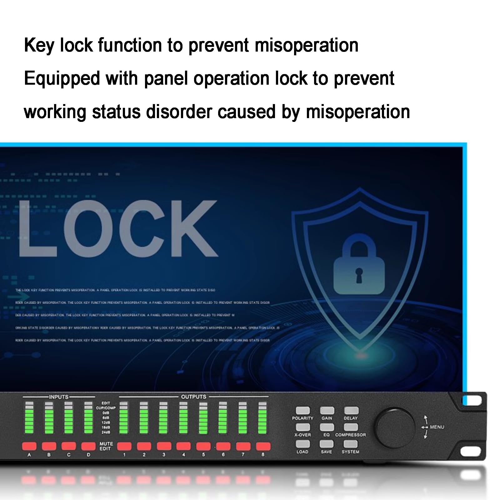 Processore Audio Digitale Professionale, Crossover per Altoparlanti, Matrice all-in-One con Equalizzatore, Mixer, Processore di Effetti E Delayer, Impostabile Tramite Interfaccia PC