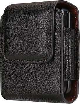 Leather Phone Holster Compatible with Samsung Galaxy Z Flip 7 6 5 4 3 2 1 5G Belt Case, Leather Mens Waist Pouch with Belt Loop Cover Carrying Case Compatible with Motorola Razr Plus, Moto Razr 5G