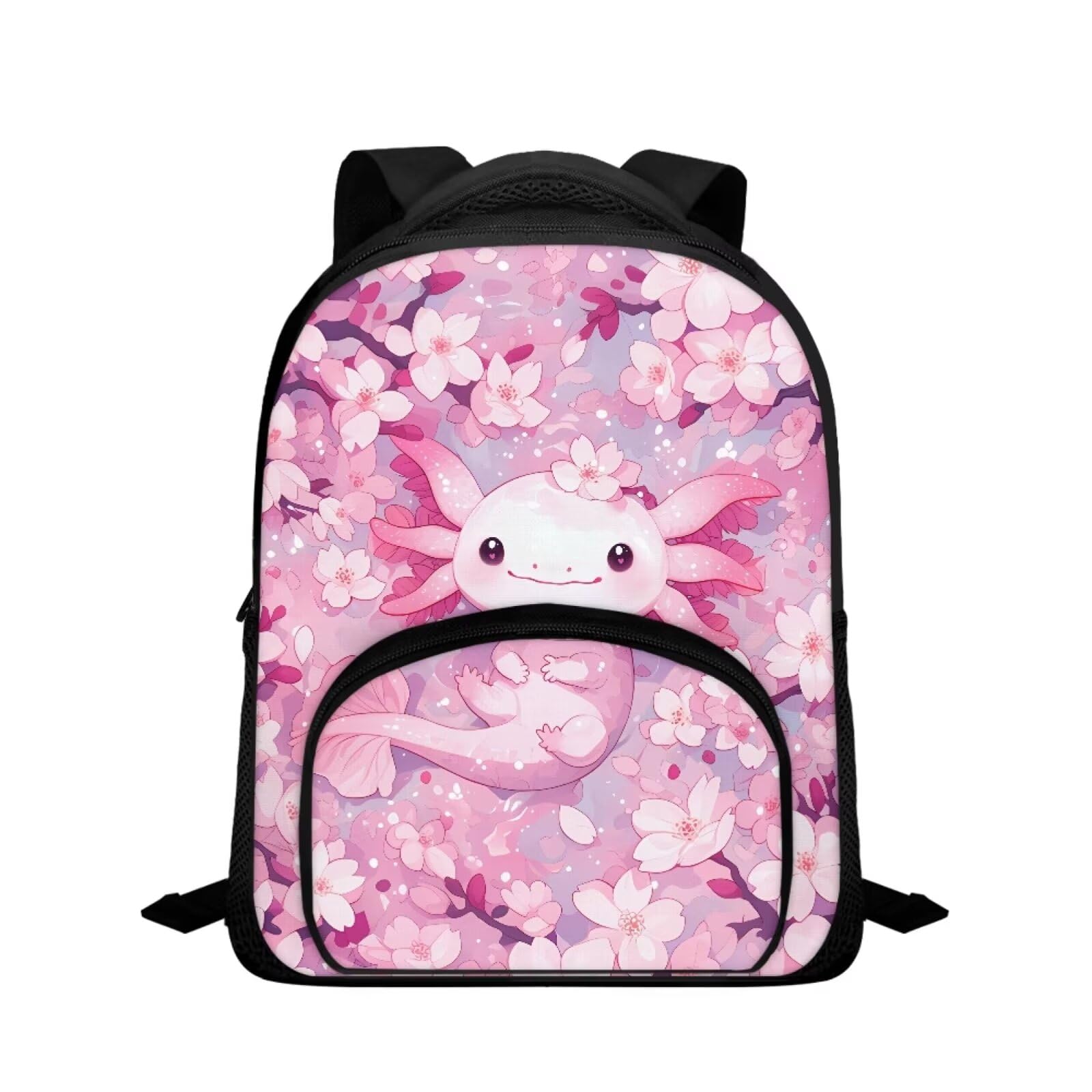 Bivxisrvo Axolotl Backpacks for Girls Teenagers Messenger Bag for Girls 8-10 Casual Schoolbag for Travel Picnic Outdoor