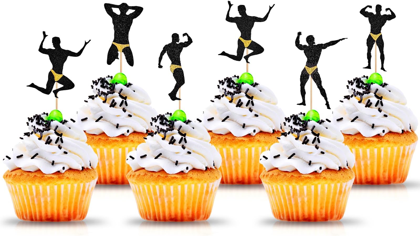 36 PCS Male Dancers Beefcake Cupcake Toppers,Bachelorette Cupcake Toppers Picks, Hen Party Decoration Supplies