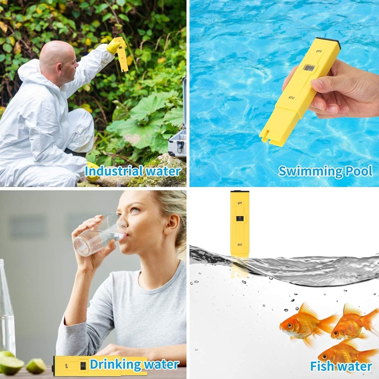 Tester Digitale PH Meter 0.01 Tester di qualità dell'Acqua ad Alta precisione per Cucina, Acquario, Piscina, Laboratorio con Polvere di calibrazione