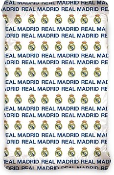 Real Madrid CF Geo White 100% Cotton Single Fitted Sheet