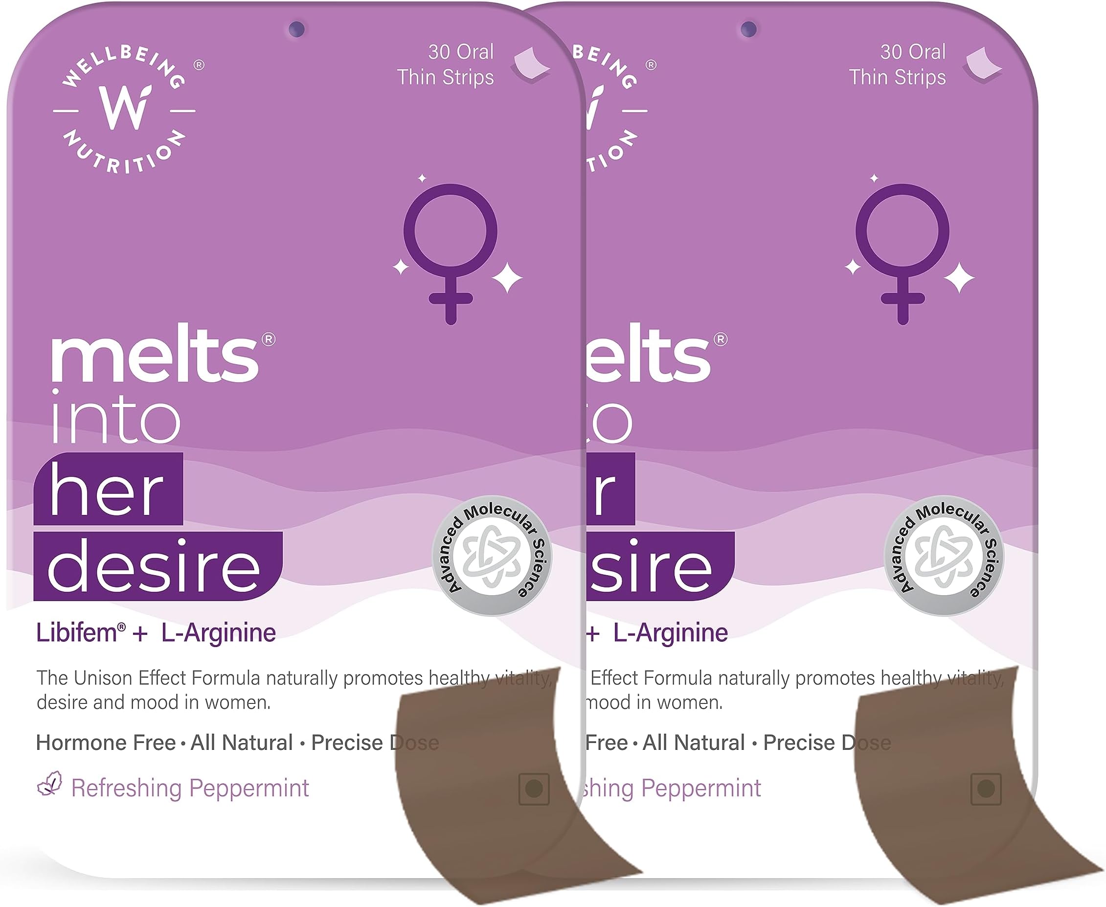Wellbeing Nutrition melts Her Desire | Libifem, L-Arginine, Ashwagandha & Vitamin E | Increase Drive and Energy in Women (60 Oral Strips)