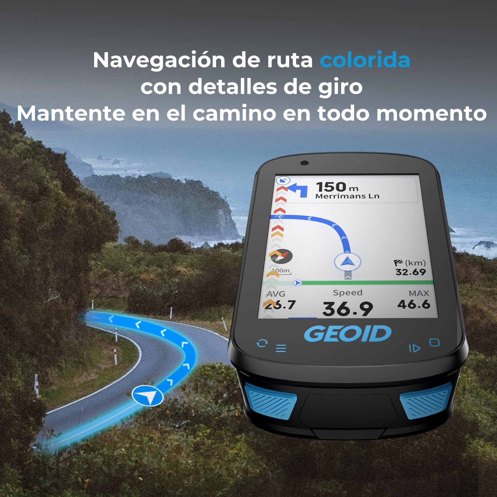 GEOID CC600 Ciclocomputador Bicicleta GPS, Pantalla a Color Resistente al Agua de 2,4", Navegación, Entrenamiento de Ciclismo, WiFi&Bluetooth&Ant+