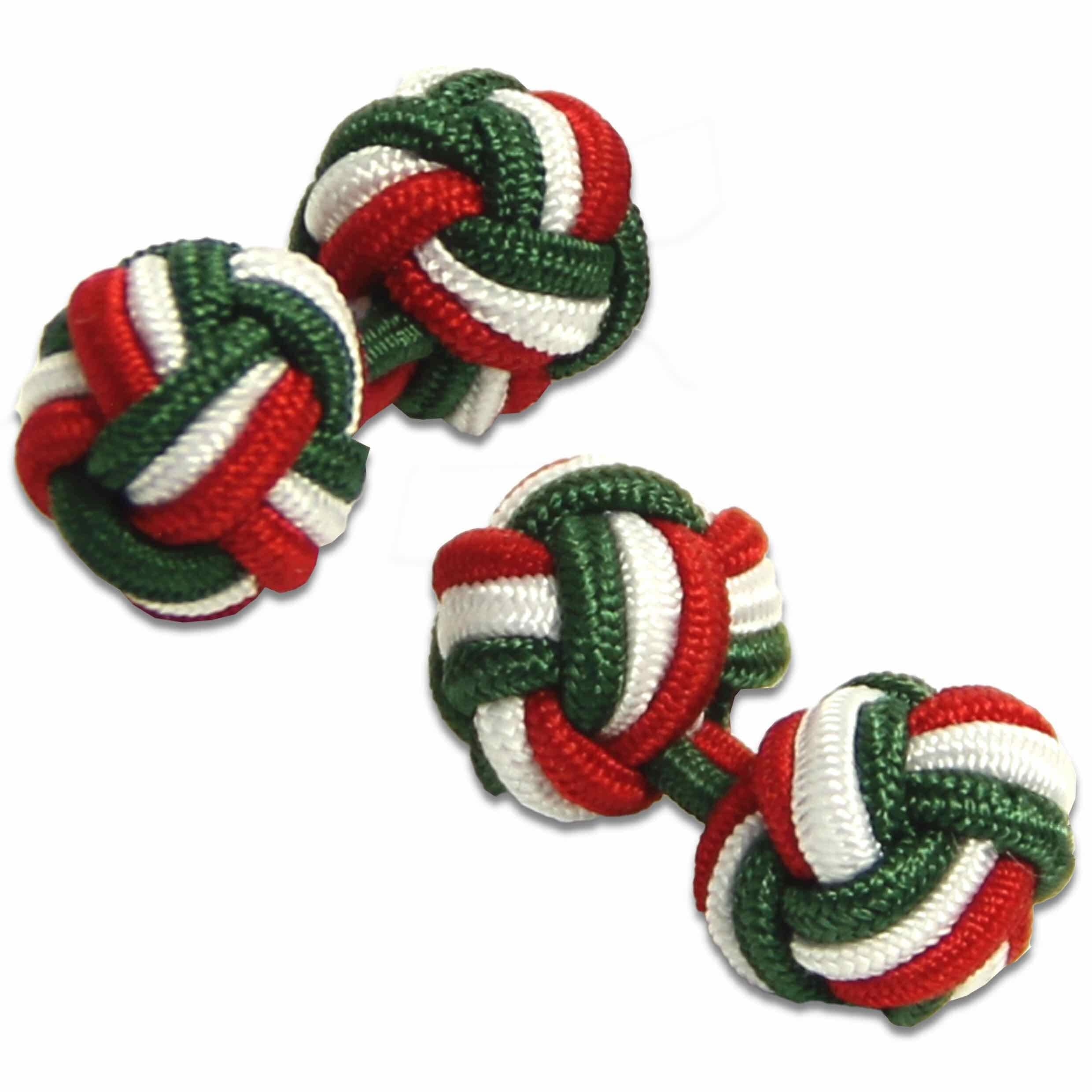 The Regimental Shop Men's Green/Silver/Red, Green/White/Red Intelligence Corps Regital Knot Cufflinks