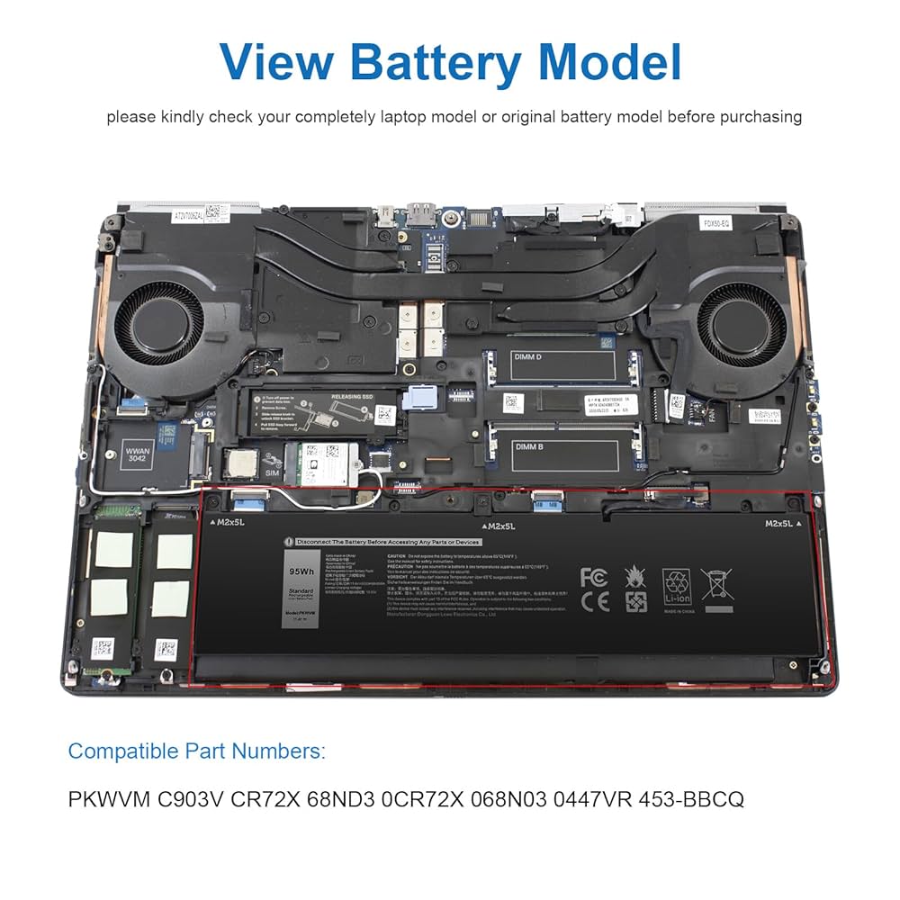 バッテリー超優良/Dell Precision 7550/RTX3000 Amazon.com: PKWVM Laptop Battery Compatible with Dell