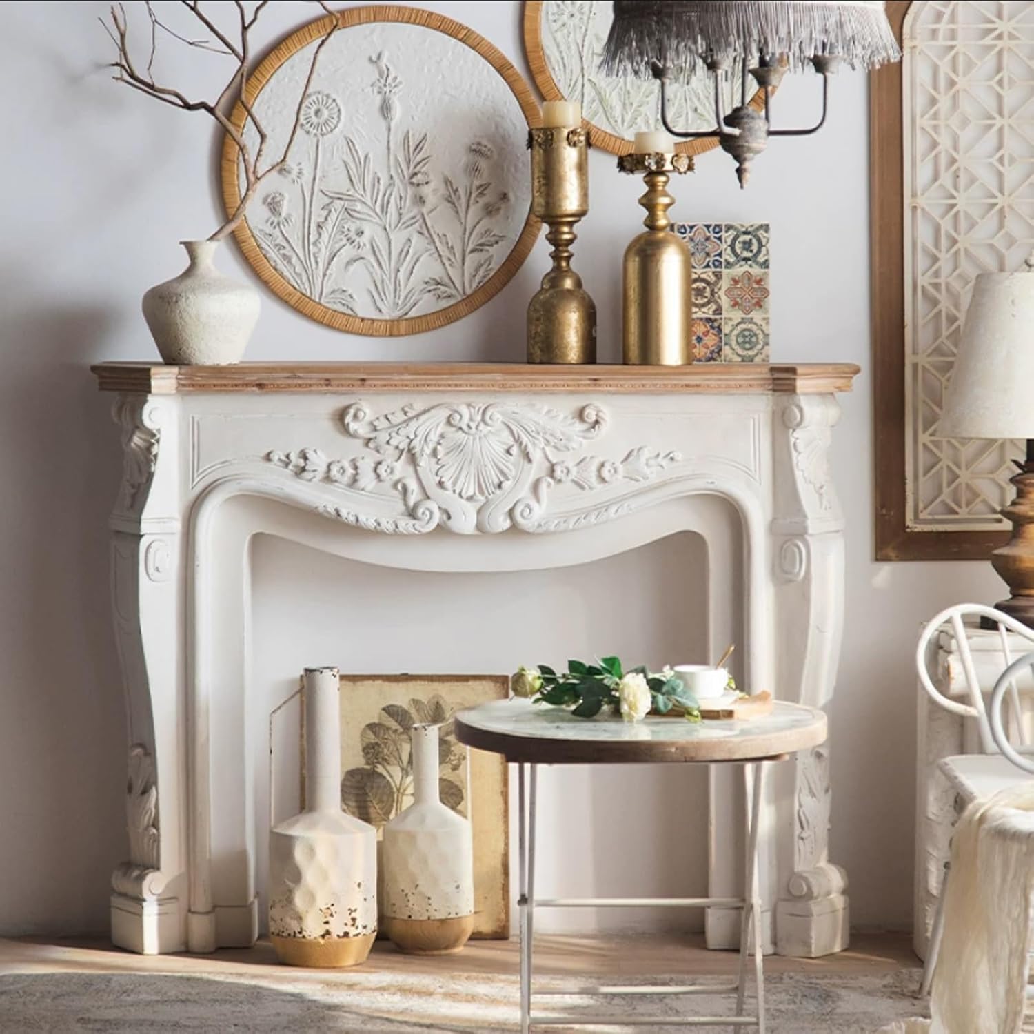 Decorative Fireplace Frame Vintage Decorative Fireplace Mantel Distressed White Surround