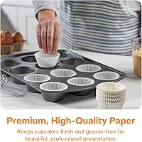 Vista 3 de GUSTO White Cupcake Liners [500 Count] - Grease-Proof, Food-Grade Baking Cups - Standard Muffin Liners for Cupcakes, Muffins, Mini Cakes & More