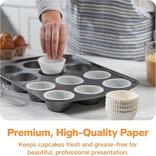 Vista 3 de GUSTO White Cupcake Liners [500 Count] - Grease-Proof, Food-Grade Baking Cups - Standard Muffin Liners for Cupcakes, Muffins, Mini Cakes & More