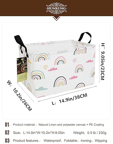 Miniatura 2 de HUNRUNG Cesta de Almacenamiento Rectangular de Lona Bonita Organizadora para Juguetes de MascotasNiños, Libros, Ropa Perfecta para HabitacionesSala