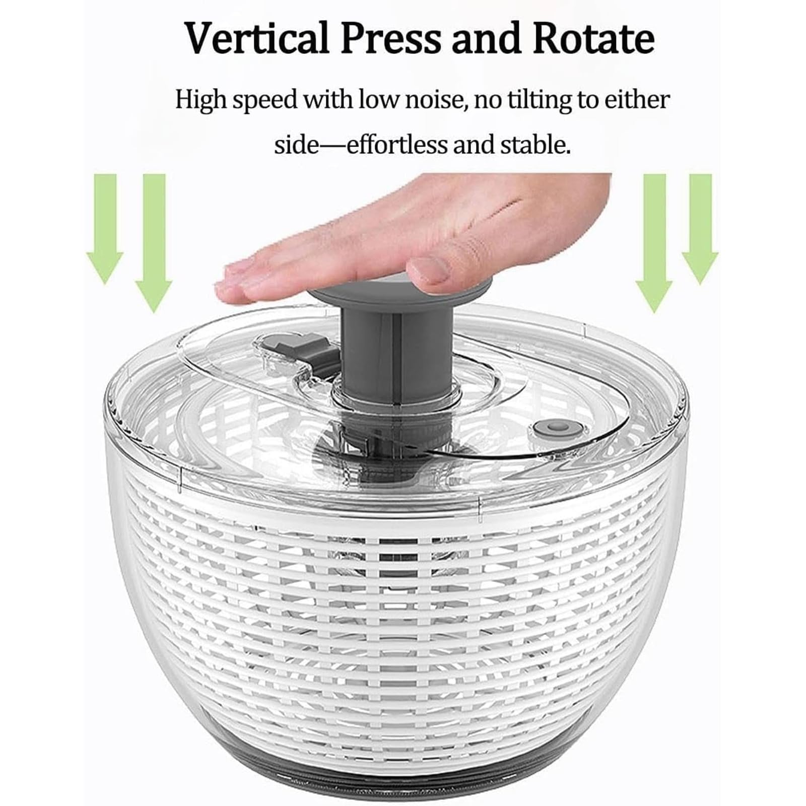 Essoreuse à salade – Séchoir à laitue et lave-légumes de 6 L avec design de verrouillage, arrêt à un bouton, base antidérapante, gadget de cuisine facile à nettoyer pour les verts, herbes, baies et