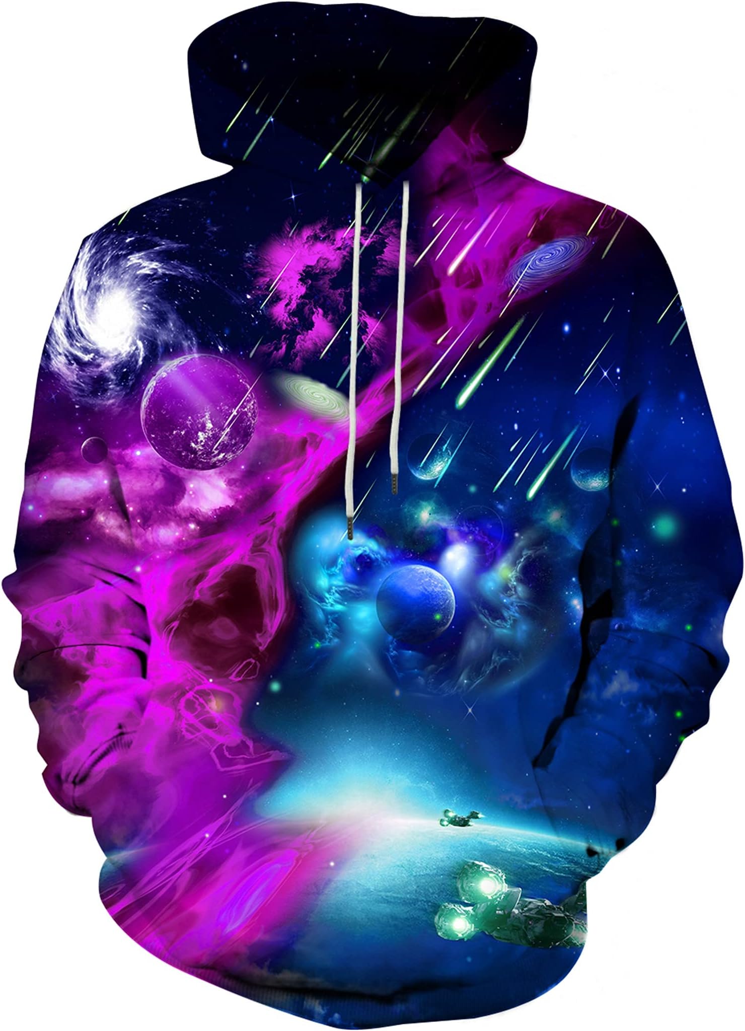 HgvoettyUnisex 3D Print Hoodies Graphic Space Pullover Hooded Sweatshirts for Men Women