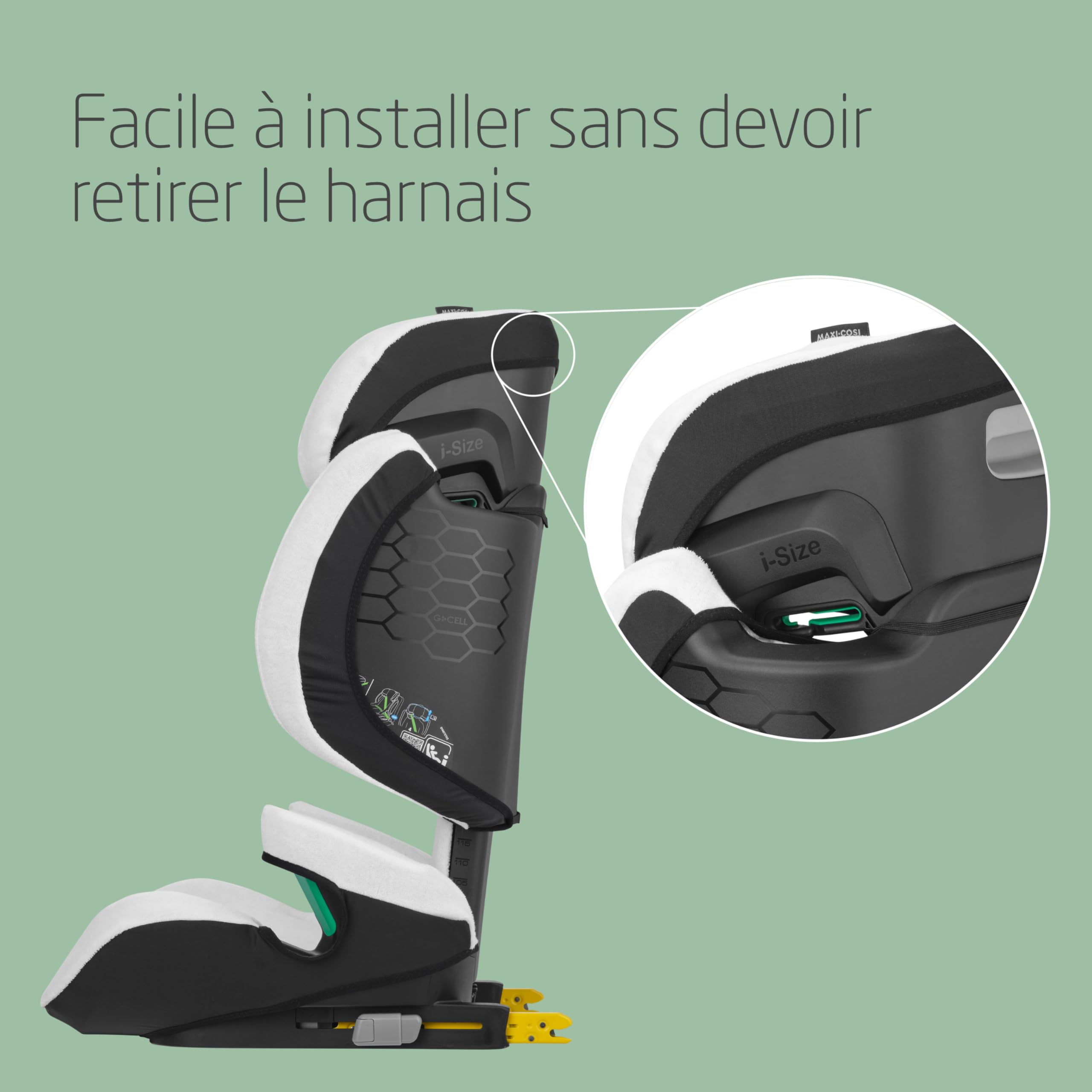 Maxi-Cosi Housse de Siège-Auto en Coton Biologique pour RodiFix M i-Size/RodiFix R i-Size, Matériaux Doux, Respirants et Absorbant L'humidité, Lavable en Machine, Natural White