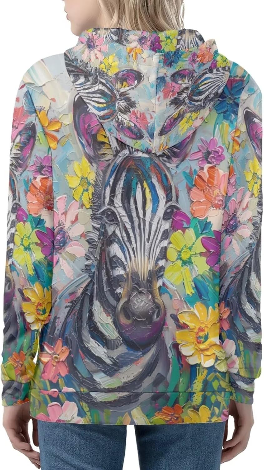 PinUp Angel Women Zip Up Hoodie Cute Oil Painting Graphic Clothes Oversized Sweatshirt Jacket Streetwear Coat - Image 3