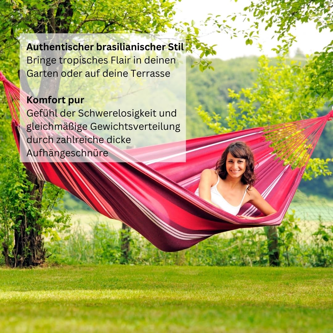 AMAZONAS - Salsa Hängematte in L-Size | Wetterfestes EllTex-Material, recycelte Baumwolle & Polyester | Liegefläche 210x140 cm | Belastbar bis 150 kg