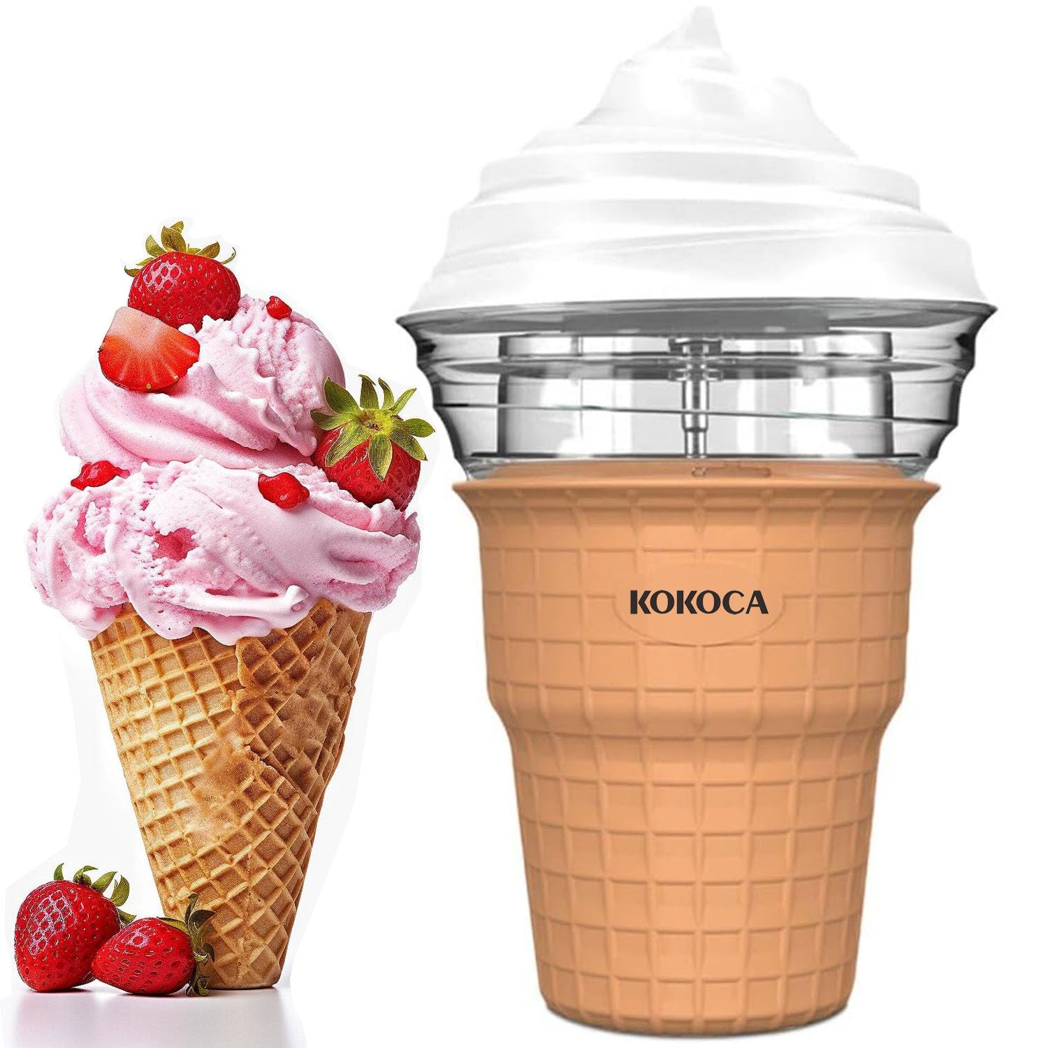 Electric Ice Cream Maker Machine, KOKOCA Multi-Purpose Soft Serve Ice Cream Machine for Homemade Gelato, Sorbet, Frozen Yogurt, Milkshakes, Frozen Drinks & More