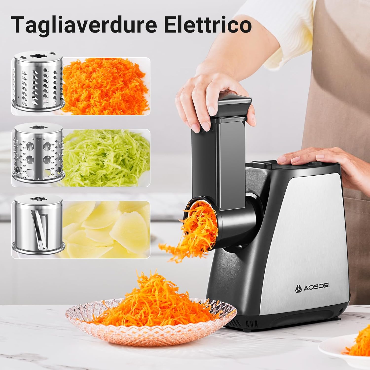 Tritacarne AAOBOSI, Tritacarne Elettrico 4-IN-1[2800W Max]