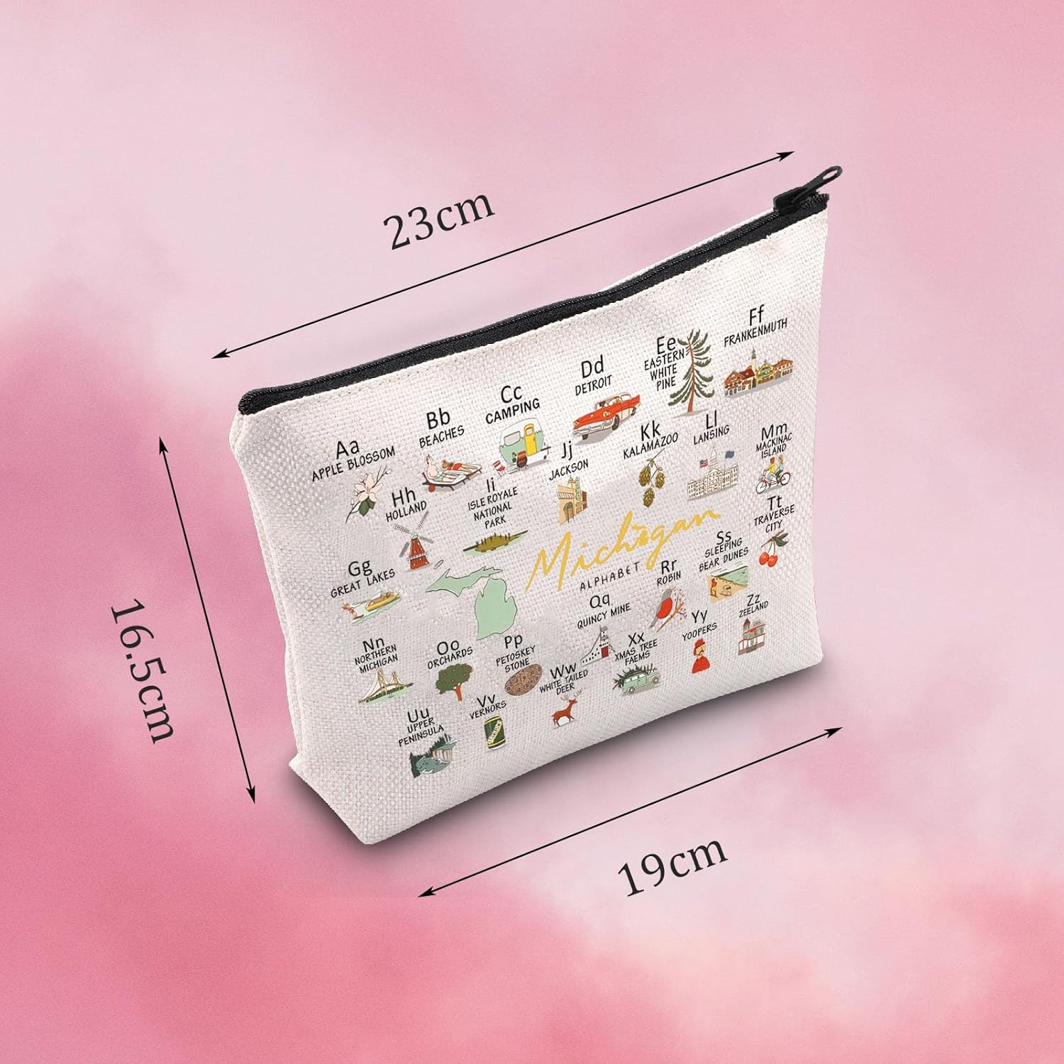 MNIGIU MI Makeup Zipper Pouch Travel Gift Moving to MI Gift (Michigan bag) - Image 2