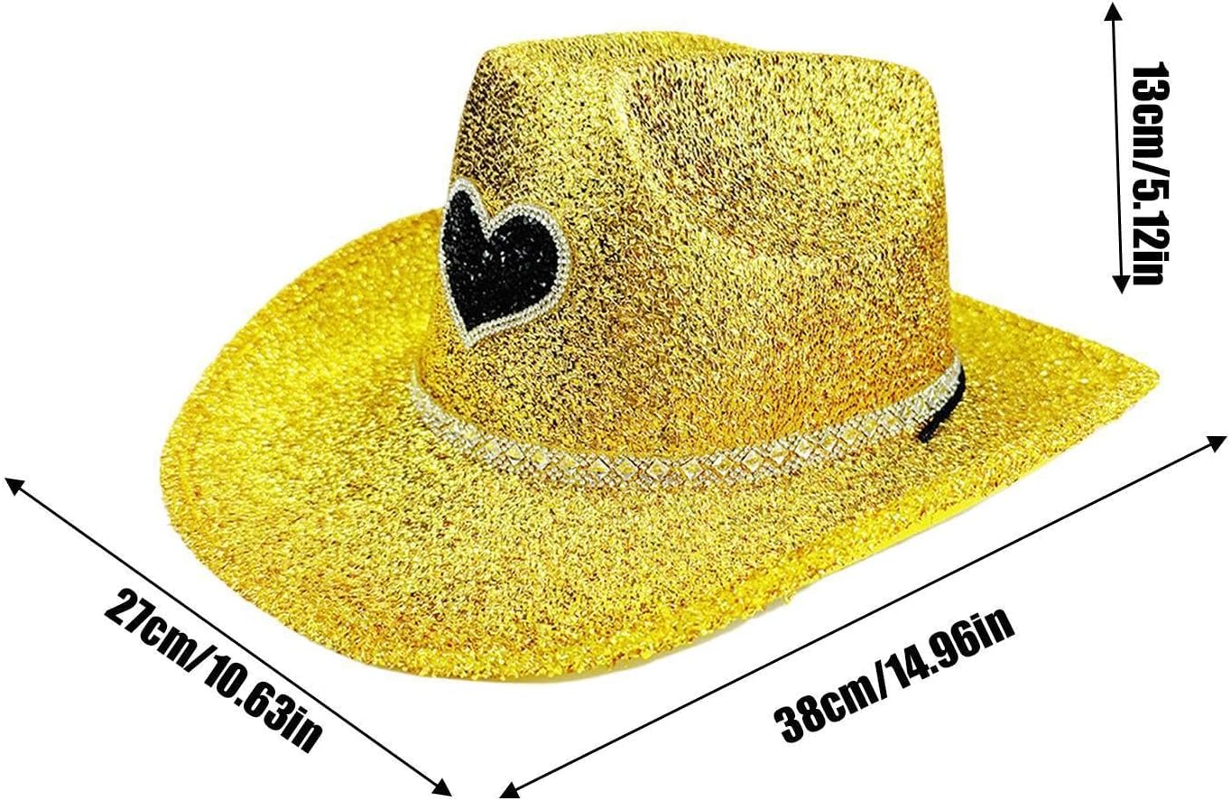 Glitter Cowboy Hat, Western Sparkly Disco Cowboy Hat, Party Headwear Costume Accessories, Cosplay Props for Men Women
