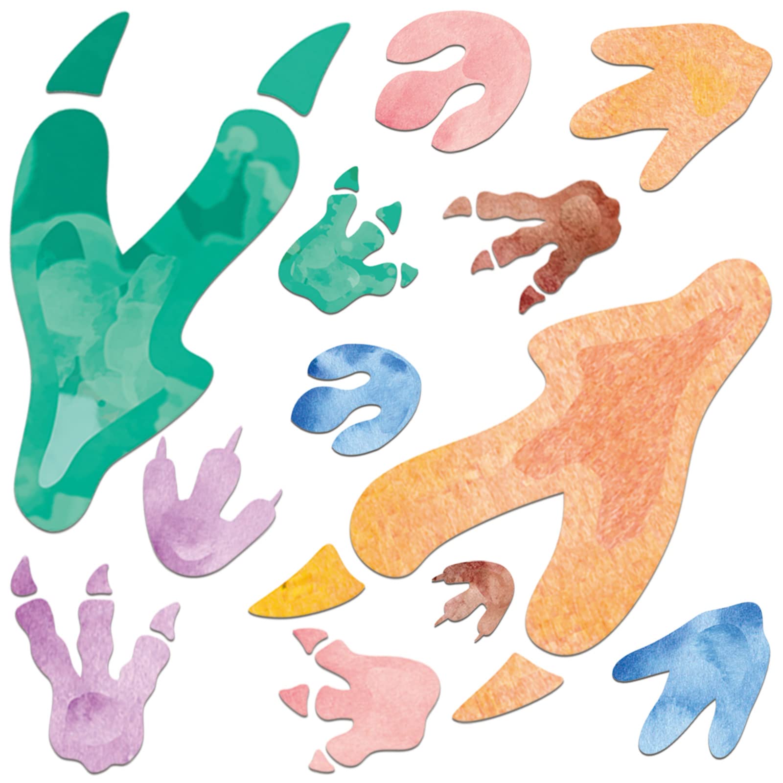 Fumete 48 Pcs Watercolor Dinosaur Footprints Floor Decals Dinosaur Tracks Wall Decals Peel and Stick Animal Footprints Stickers Removable Vinyl Wall