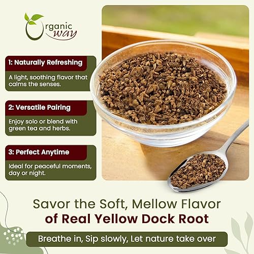 Miniatura 3 de Organic Way Corte y tamizado de raíz de muelle amarillo (Rumex crispus) - Cosecha silvestre europea  Certificado orgánico y Kosher  Vegano, sin OMG