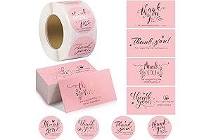 600 Pieces Custom Thank You Cards and Stickers for Retail Store Package