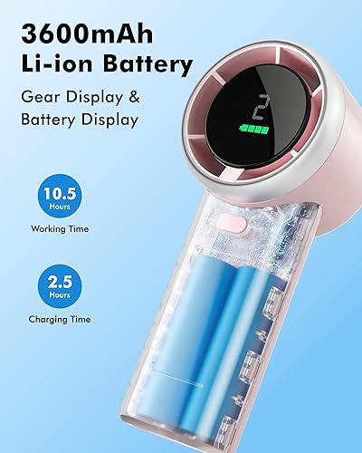 Miniatura 4 de WHATOOK - Miniventilador portátil de mano, enfriamiento de alta velocidad, batería de 10 horas de duración, recargable por USB, pequeño, esenciales