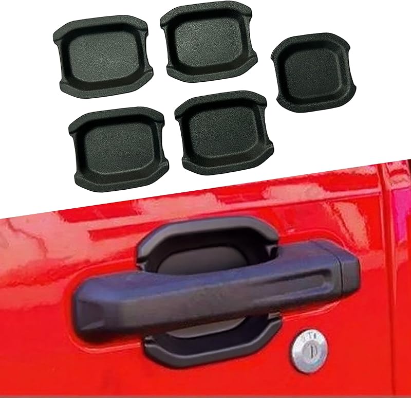 Protetor de Soleira para Tigela da Maçaneta em ABS Preto Fosco LIUQING para Jeep Wrangler JL e Gladiator JT, Kit com 5 peças