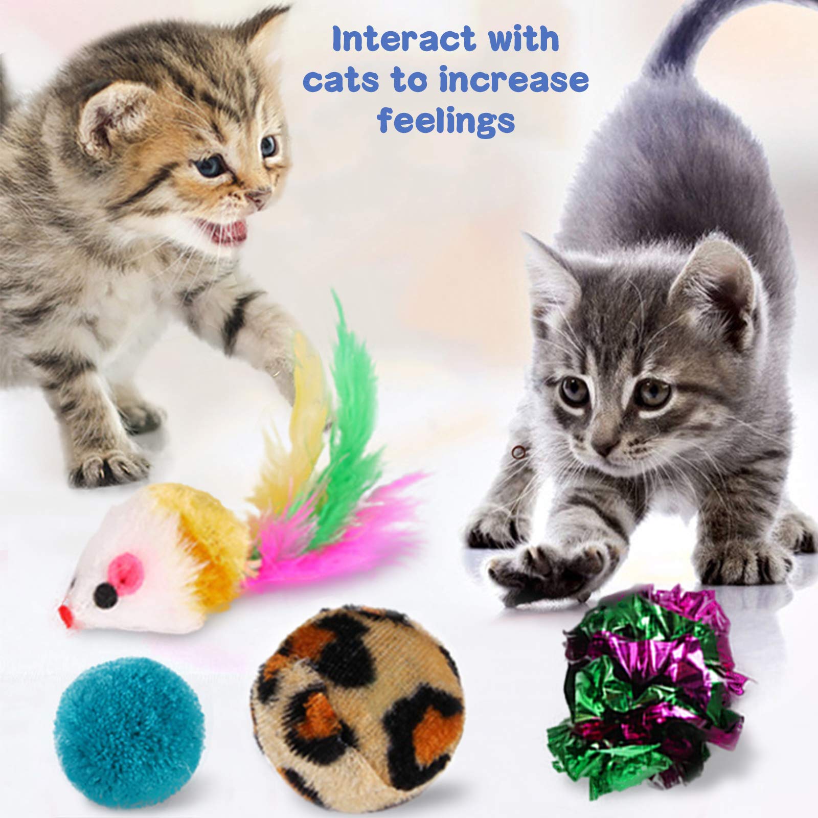 27PCS Juguetes para Paquete de Variedad para Gatitos, Set di Juguetes para Gatos Interactivo Ratón,Ratóns y Bolas Varias para Gatos Juguetes para Gatos con Plumas túnel