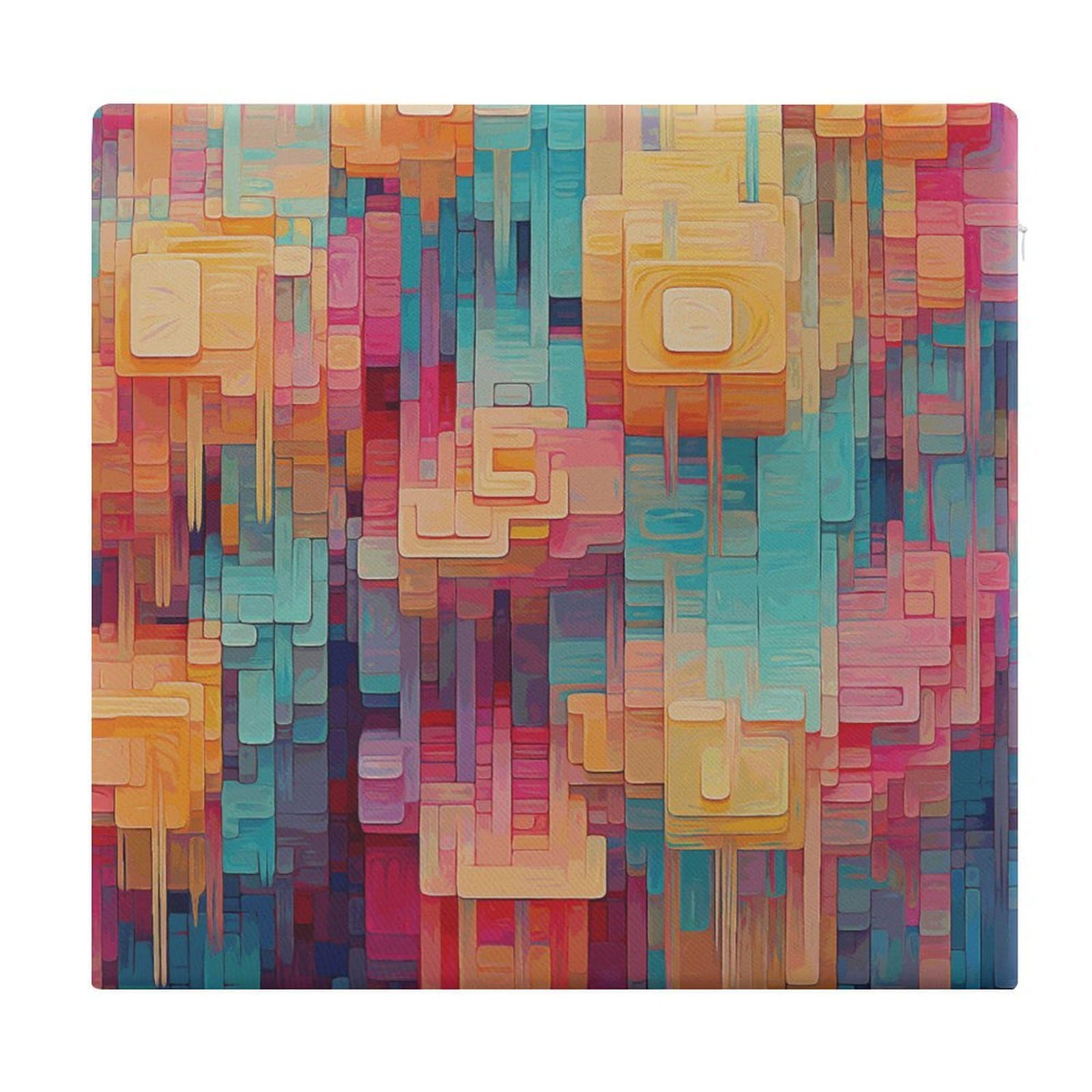 FekiLoot Colorful Square Pattern Seat Cushion for Dining Chairs Breathable Square Chair Pads Memory Foam Chair Cushions Comfortable Non-Slip Seat Pad Meditation Floor Pillow 13.8”x15”