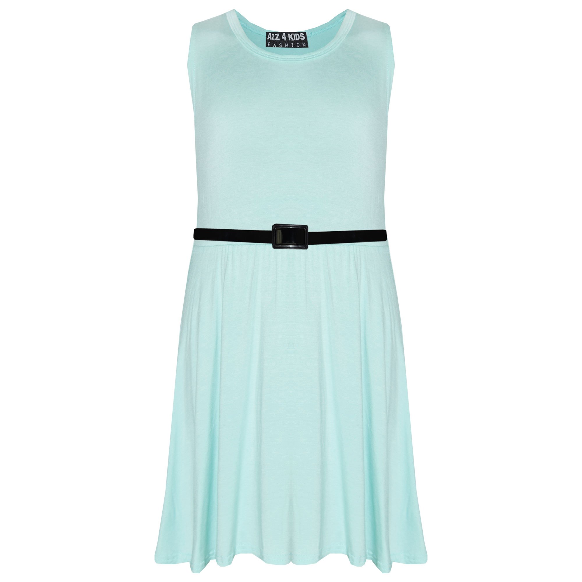 A2z 4 Kids Girls Mint Party Fashion Dresses With Free Belt Summer - Skater Sleeveless 13