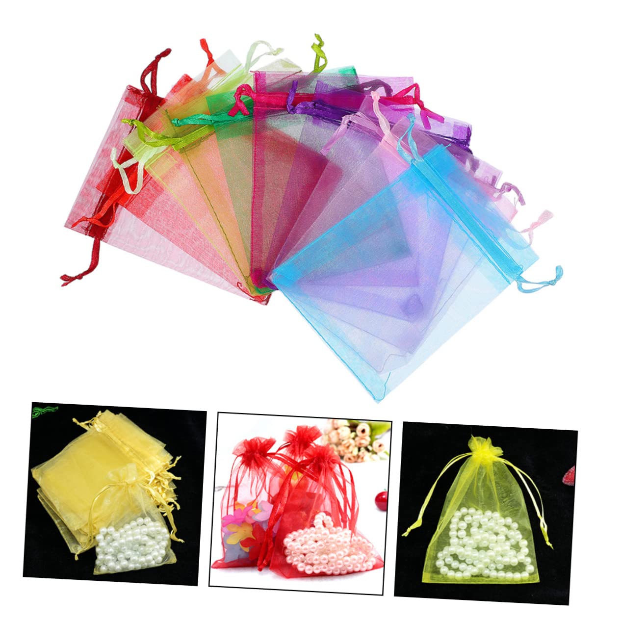 HEALIFTY 50 Sacchetti Regalo Di Natale In Tulle Con Fiocchi Di Neve E Coulisse, Perfetti Per Gioielli, Caramelle, Feste E Matrimoni - 2